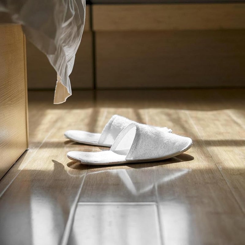 NOLITOY 12 Pairs White Disposable Slippers Non Slip Indoor Hotel Travel Wedding Closed Toe - Image 2
